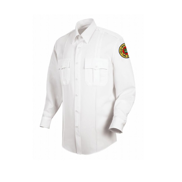 Uniform Shirt, Mens Long Sleeve, Zipper (White)